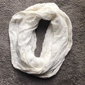 White polka dot infinity scarf